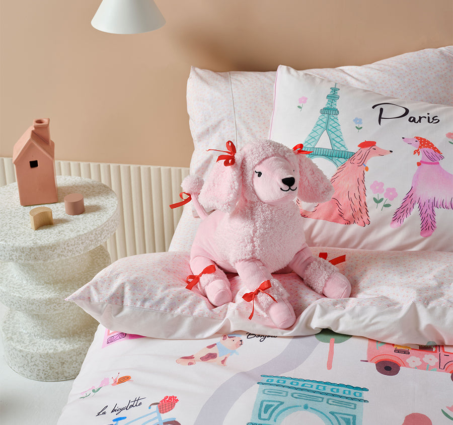 Novelty Filled Cushion Paris Poodle Pink