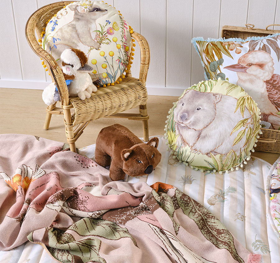 Novelty Filled Cushion William Wombat Brown