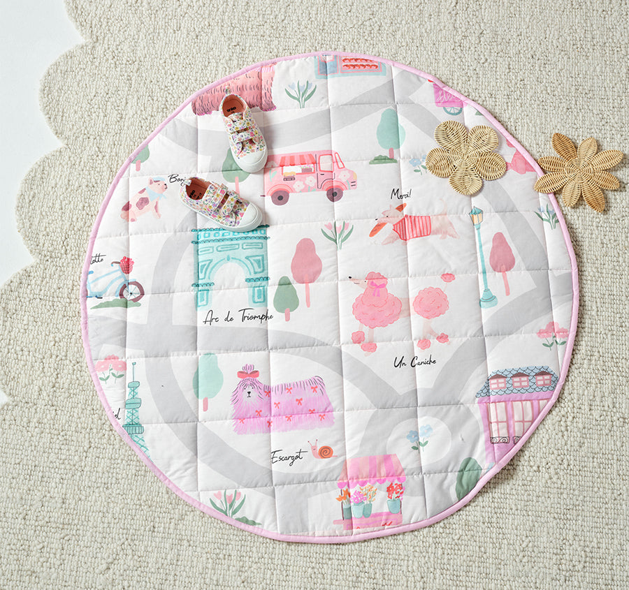 Petite Paris 120cm Round Playmat Pink