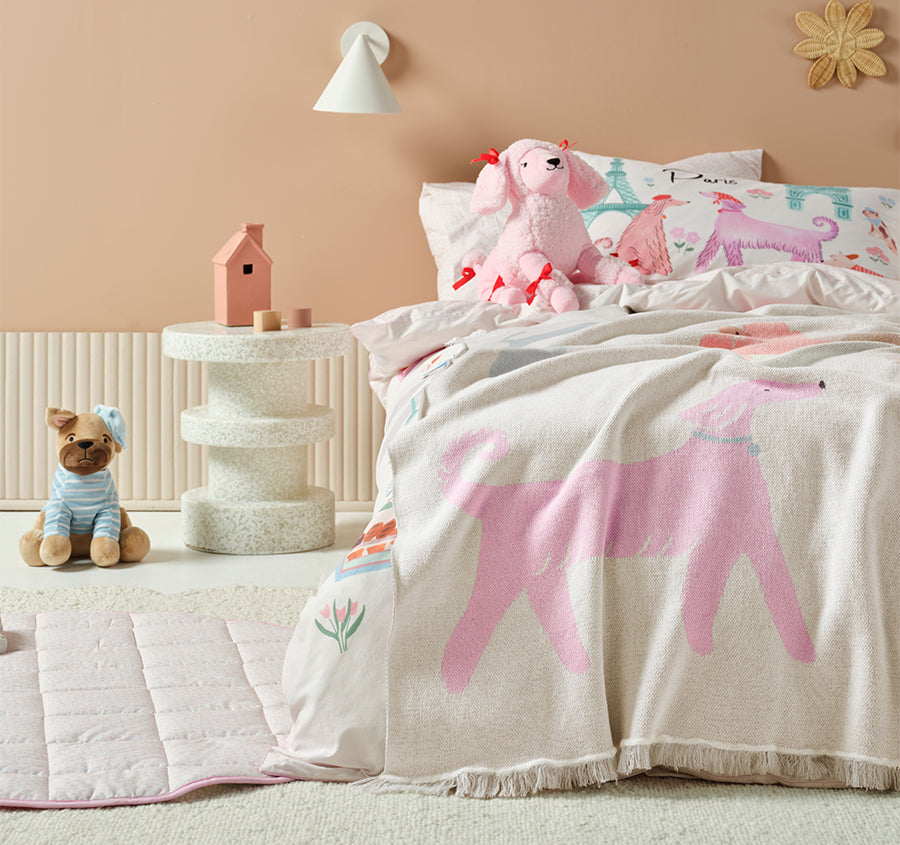 Petite Paris 120x140cm Throw Rug Blush