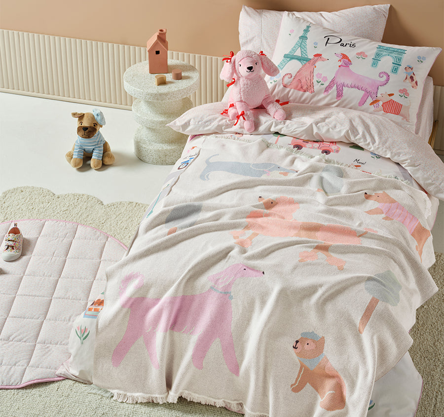 Petite Paris 120x140cm Throw Rug Blush