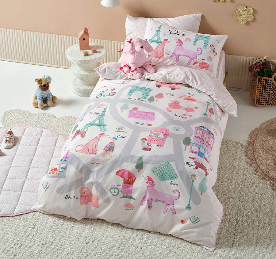Petite Paris Quilt Cover Set Range Pink