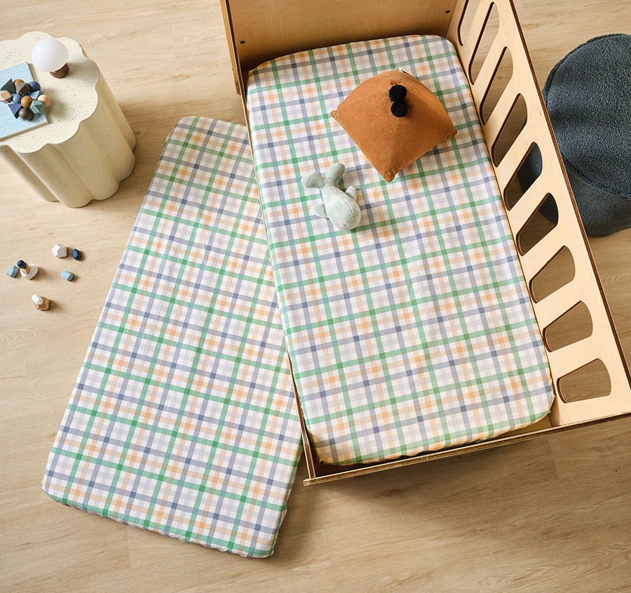 Playground 2 Piece Cot Fitted Sheets Green