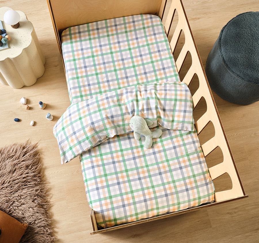 Playground Cot Quilt Cover Green