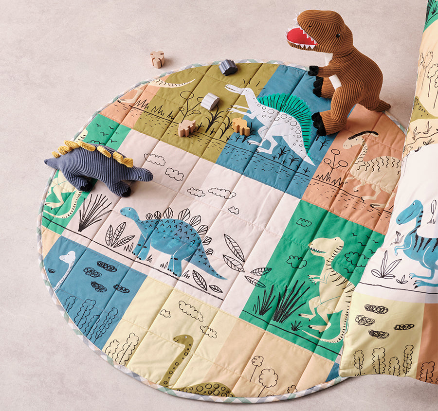 Prehistoric Patchwork 120cm Round Playmat Multi