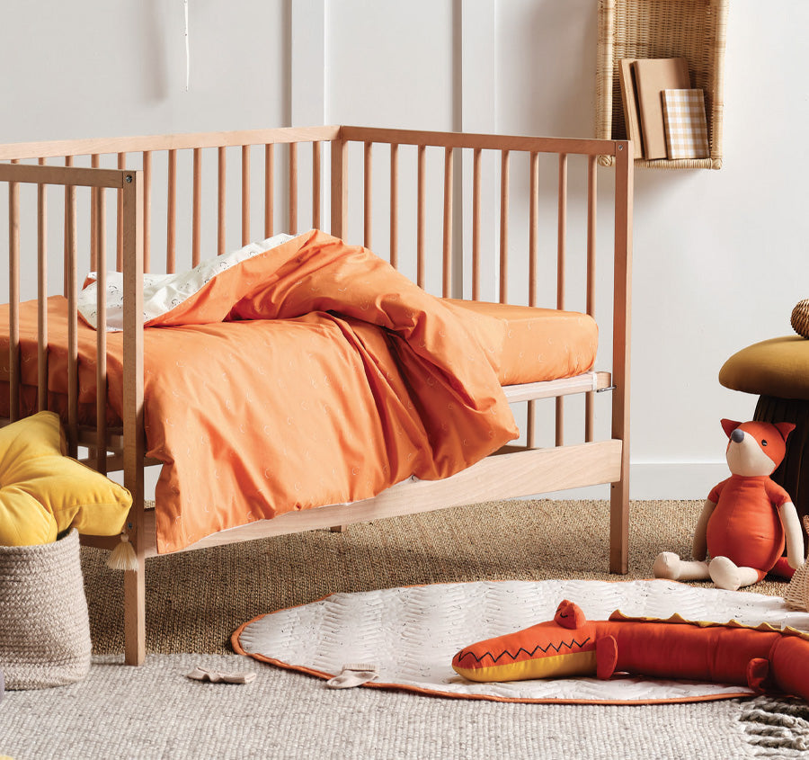 Smiles All Round Cot Quilt Cover Sugar and Apricot