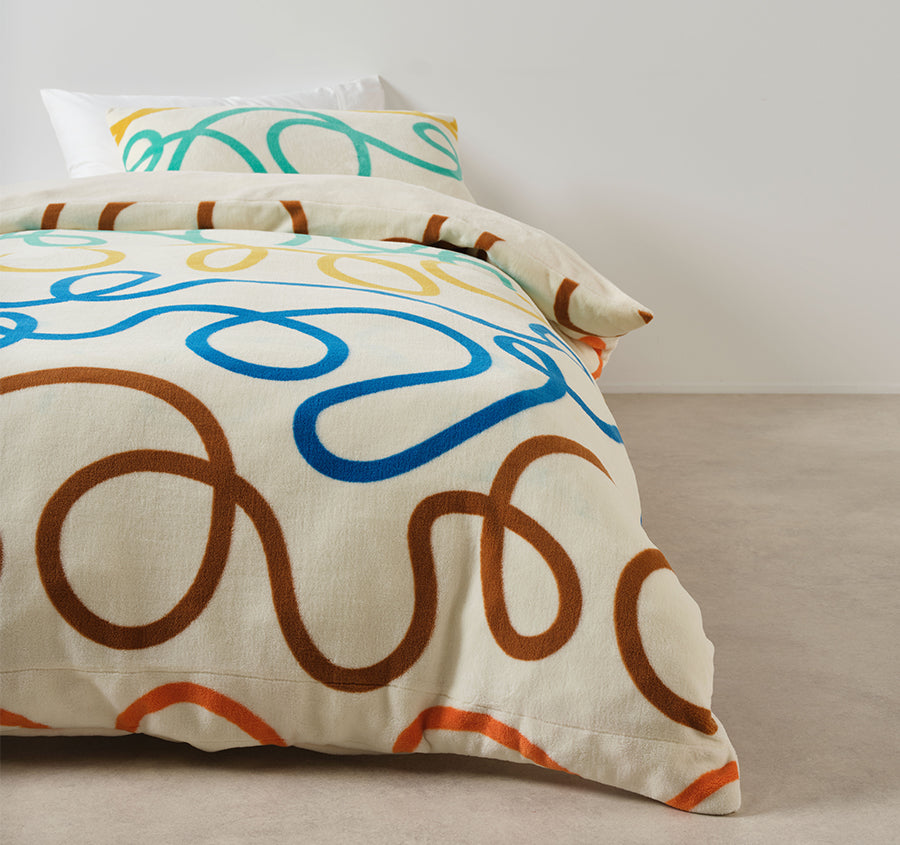 Squiggle Fleece Quilt Cover Set Range