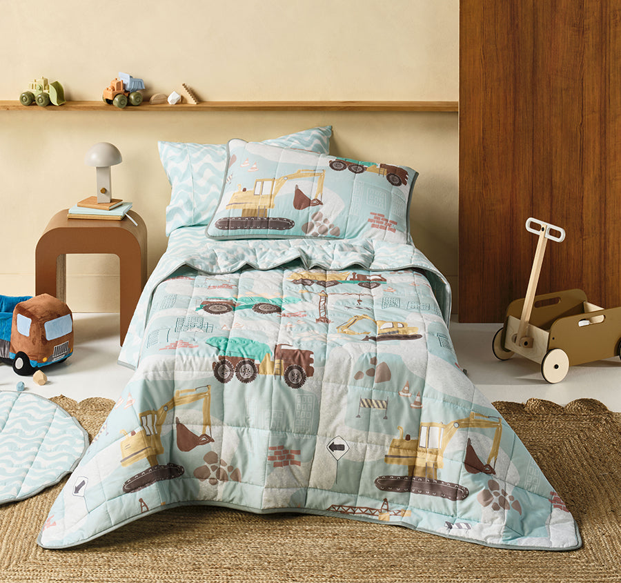 The Big Build Single to King Single Bed Coverlet Set Teal