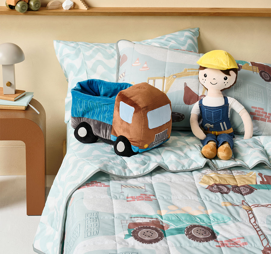 The Big Build Single to King Single Bed Coverlet Set Teal