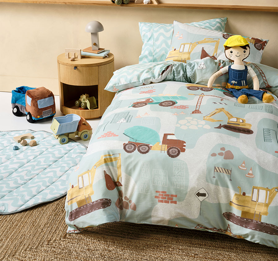 The Big Build Quilt Cover Set Range Teal