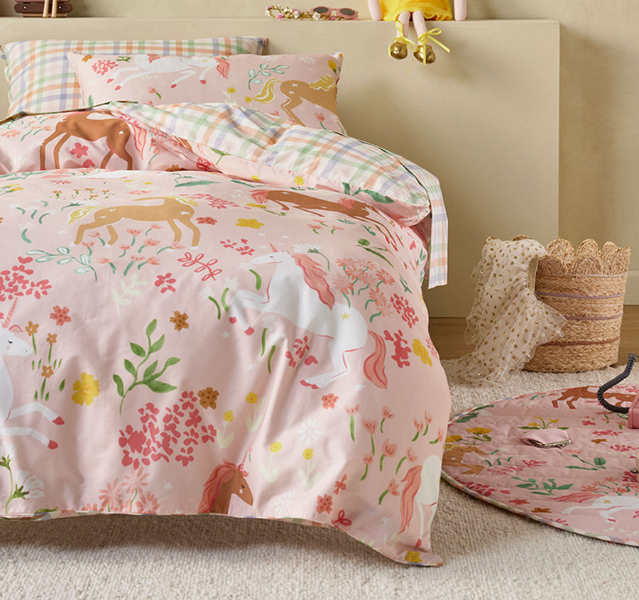 Unicorn Fields Quilt Cover Set Range Multi