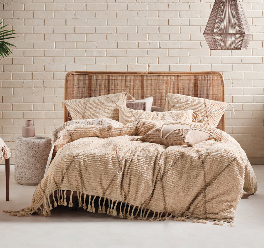Asha Quilt Cover Set Range Sand