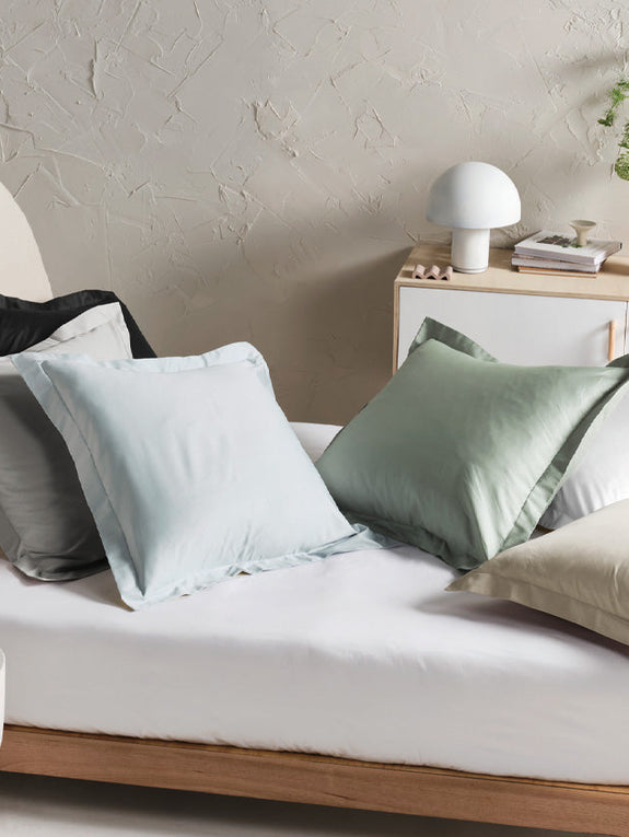 Hotel Augusta 500THC Cotton Sateen European Pillowcase Pale Blue