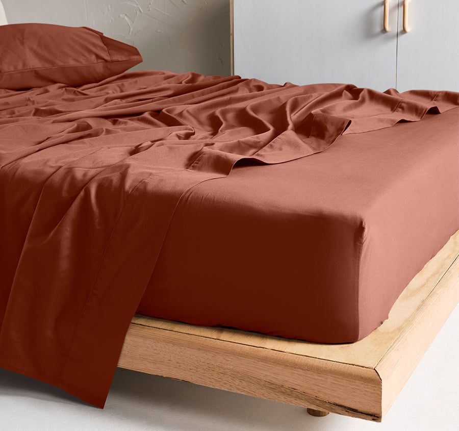 Hotel Augusta 500THC Cotton Sateen Mega Fitted Sheet Range Brick
