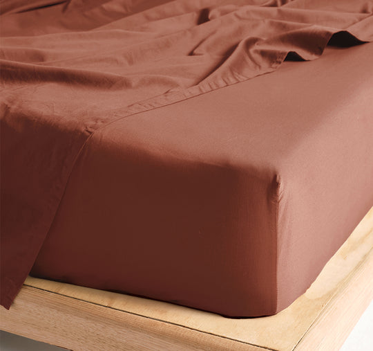 Hotel Augusta 500THC Cotton Sateen Mega Fitted Sheet Range Brick
