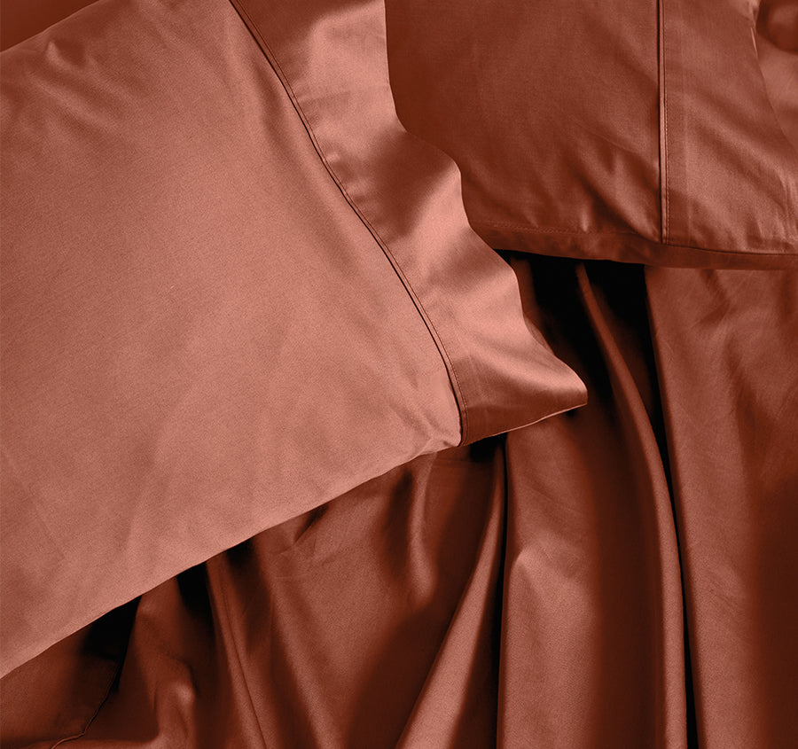 Hotel Augusta 500THC Cotton Sateen Mega Sheet Set Range Brick