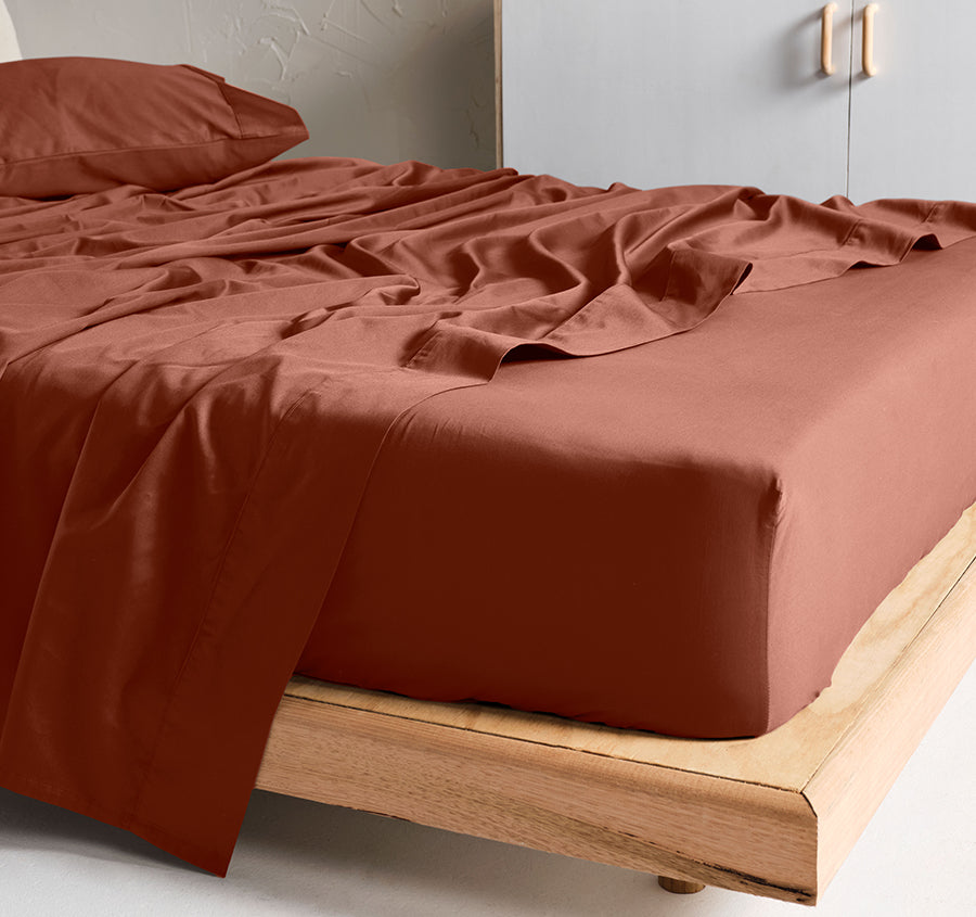 Hotel Augusta 500THC Cotton Sateen Mega Sheet Set Range Brick