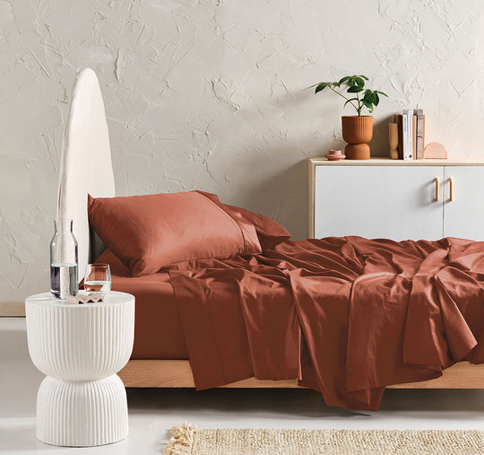 Hotel Augusta 500THC Cotton Sateen Mega Sheet Set Range Brick