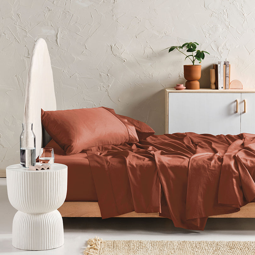 Hotel Augusta 500THC Cotton Sateen Mega Sheet Set Range Brick