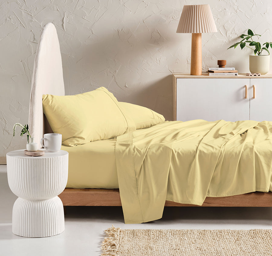 Hotel Augusta 500THC Cotton Sateen Mega Fitted Sheet Range Daffodil