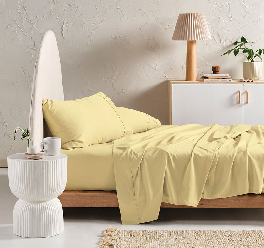 Hotel Augusta 500THC Cotton Sateen Mega Sheet Set Range Daffodil