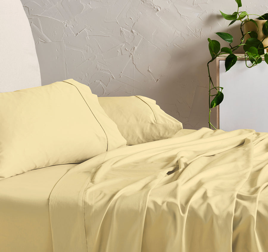 Hotel Augusta 500THC Cotton Sateen Mega Sheet Set Range Daffodil