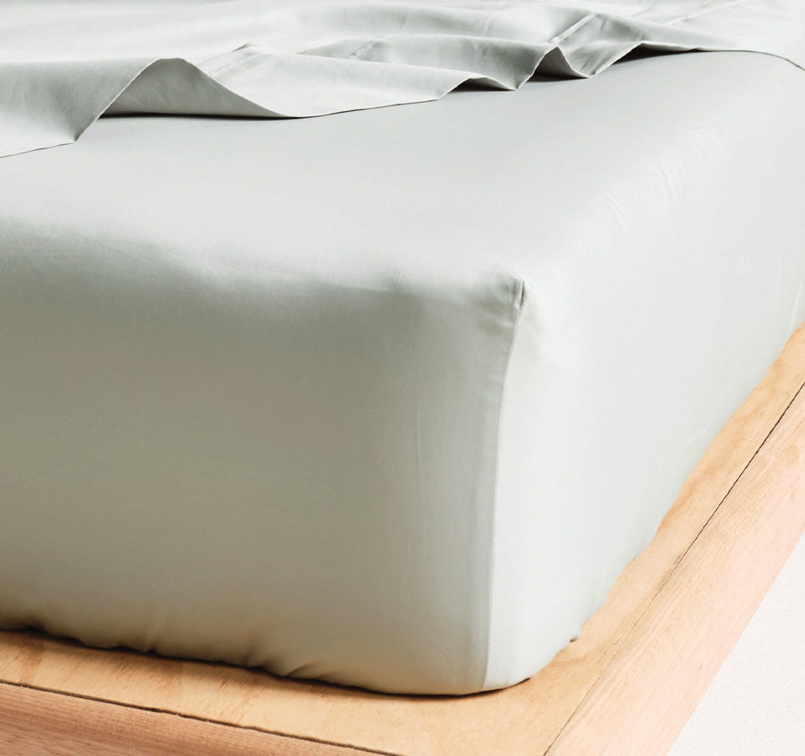 Hotel Augusta 500THC Cotton Sateen Mega Fitted or Flat Sheet Range Green Gum