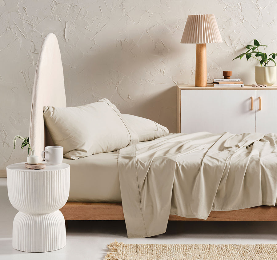 Hotel Augusta 500THC Cotton Sateen Mega Sheet Set Range Natural