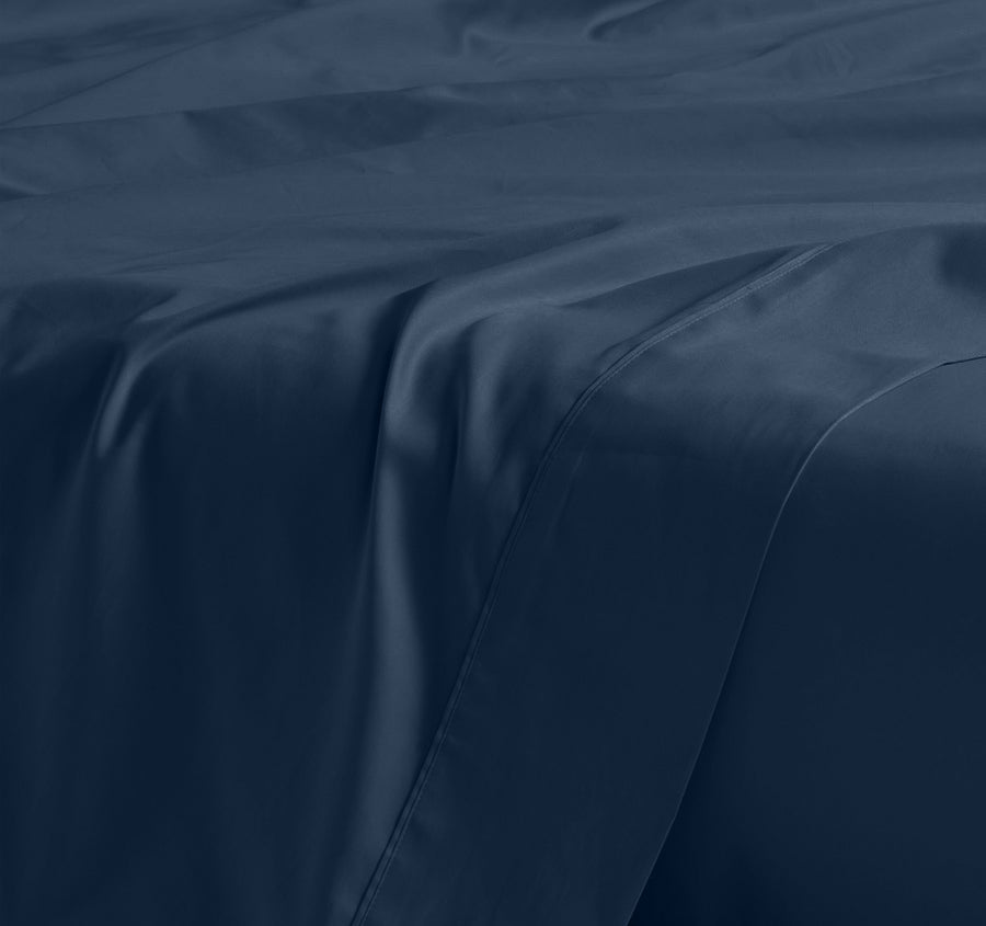 Hotel Augusta 500THC Cotton Sateen Mega Fitted or Flat Sheet Range Navy