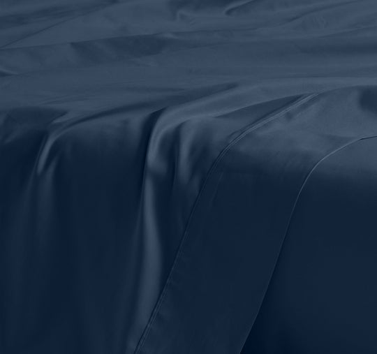 Hotel Augusta 500THC Cotton Sateen Mega Fitted or Flat Sheet Range Navy
