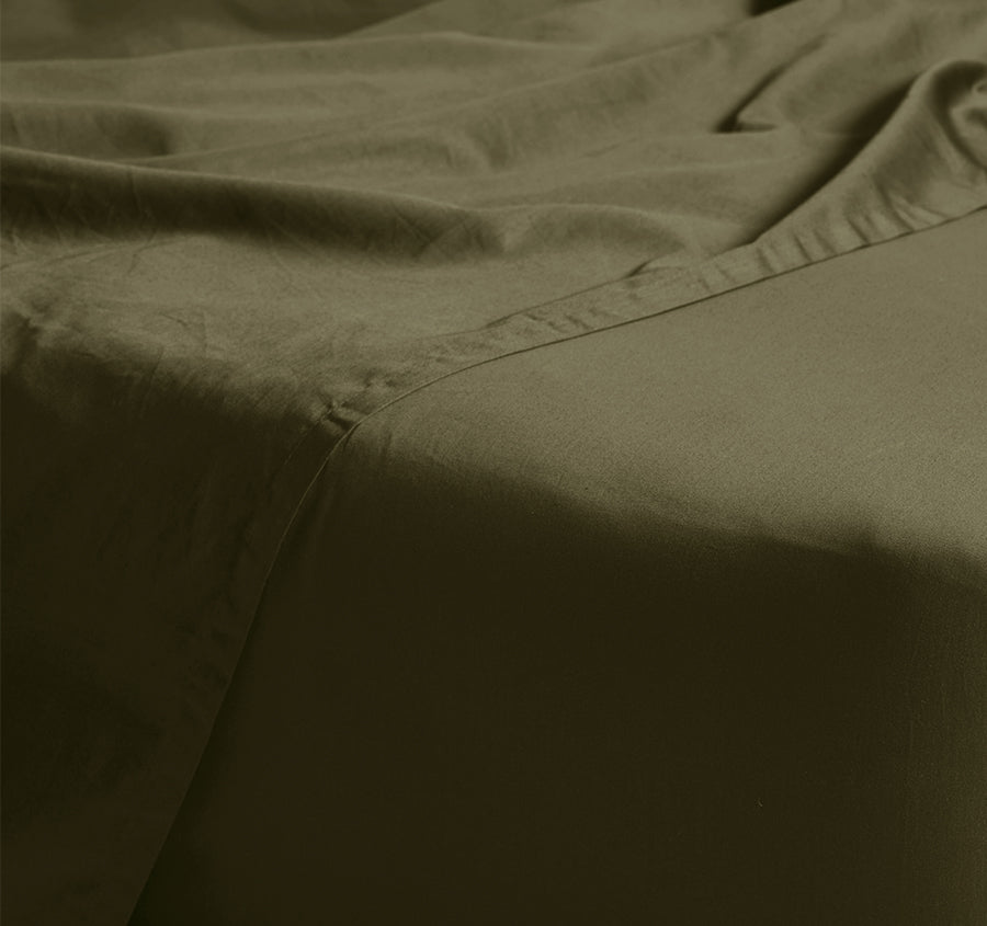 Hotel Augusta 500THC Cotton Sateen Mega Fitted Sheet Range Olive