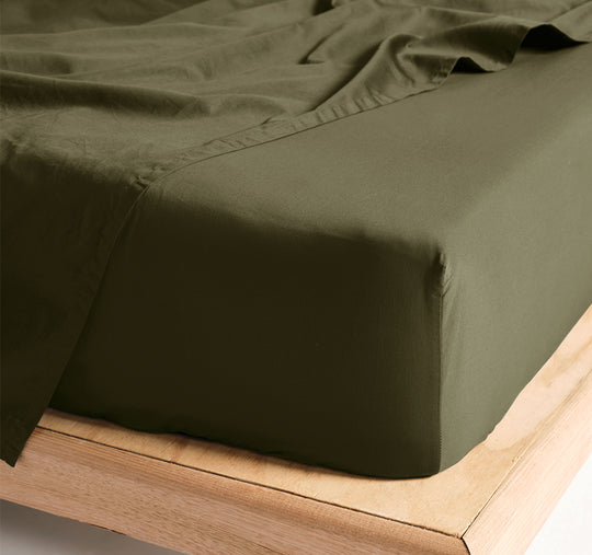 Hotel Augusta 500THC Cotton Sateen Mega Fitted Sheet Range Olive
