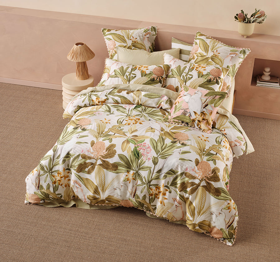 Calista Quilt Cover Set Range Guava