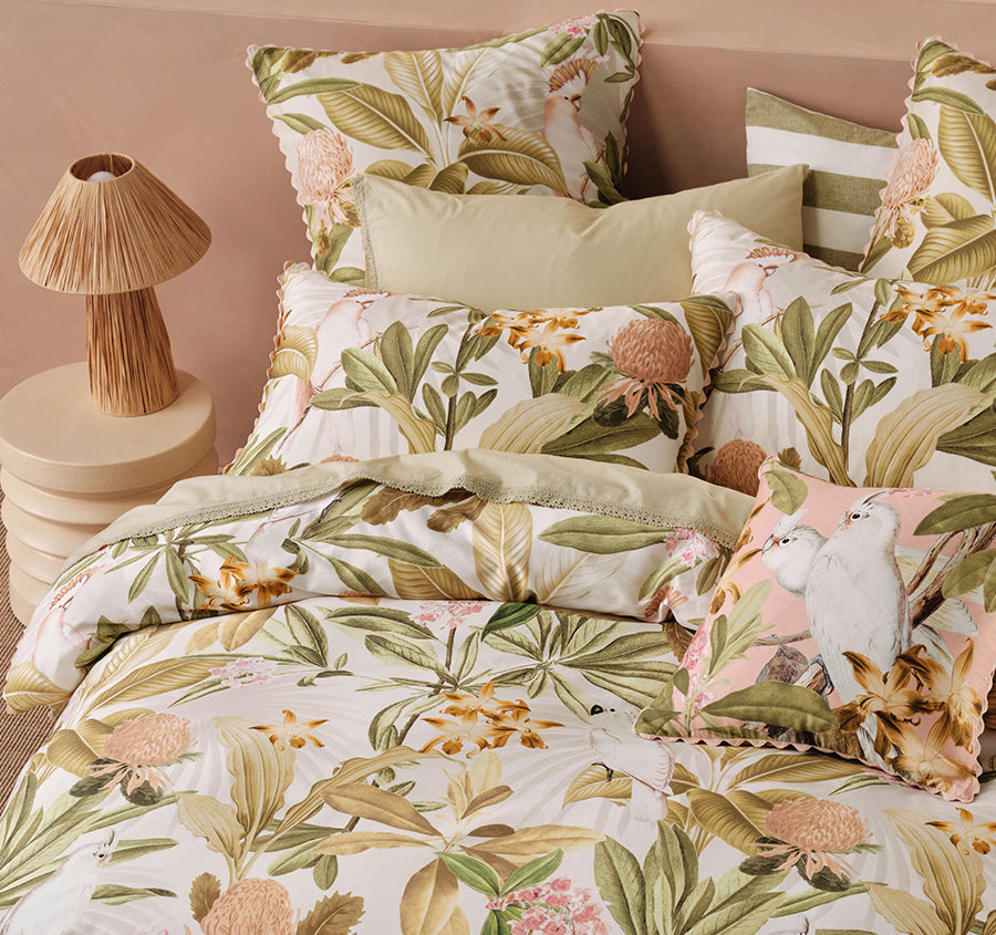 Calista Quilt Cover Set Range Guava