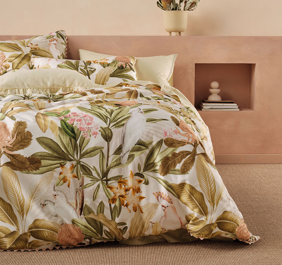 Calista Quilt Cover Set Range Guava