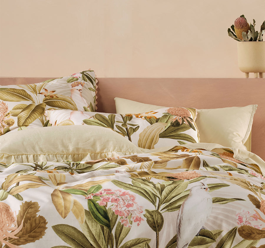 Calista Quilt Cover Set Range Guava