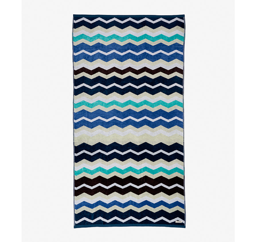 Chevron Stripe 95x175cm Beach Towel Blue