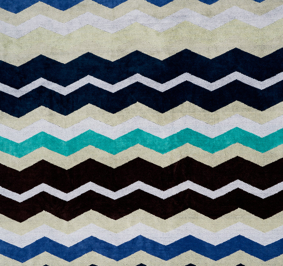 Chevron Stripe 95x175cm Beach Towel Blue