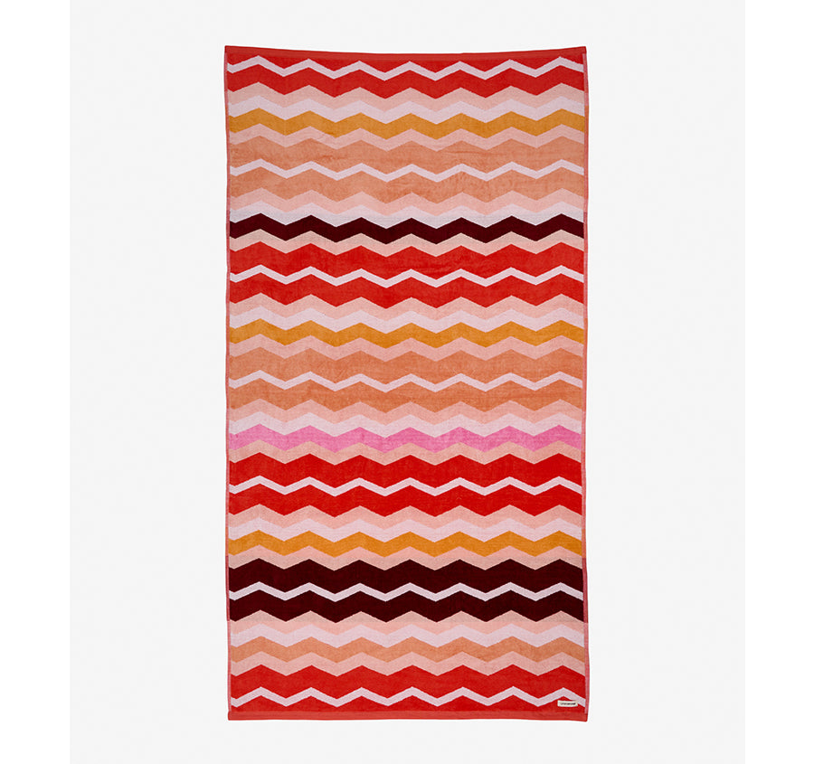 Chevron Stripe 95x175cm Beach Towel Coral
