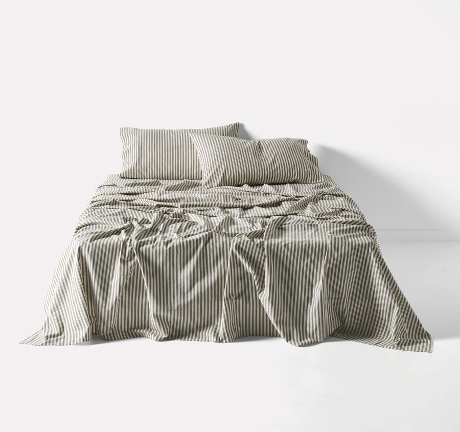 Classic Stripe Sheet Set Range Charcoal