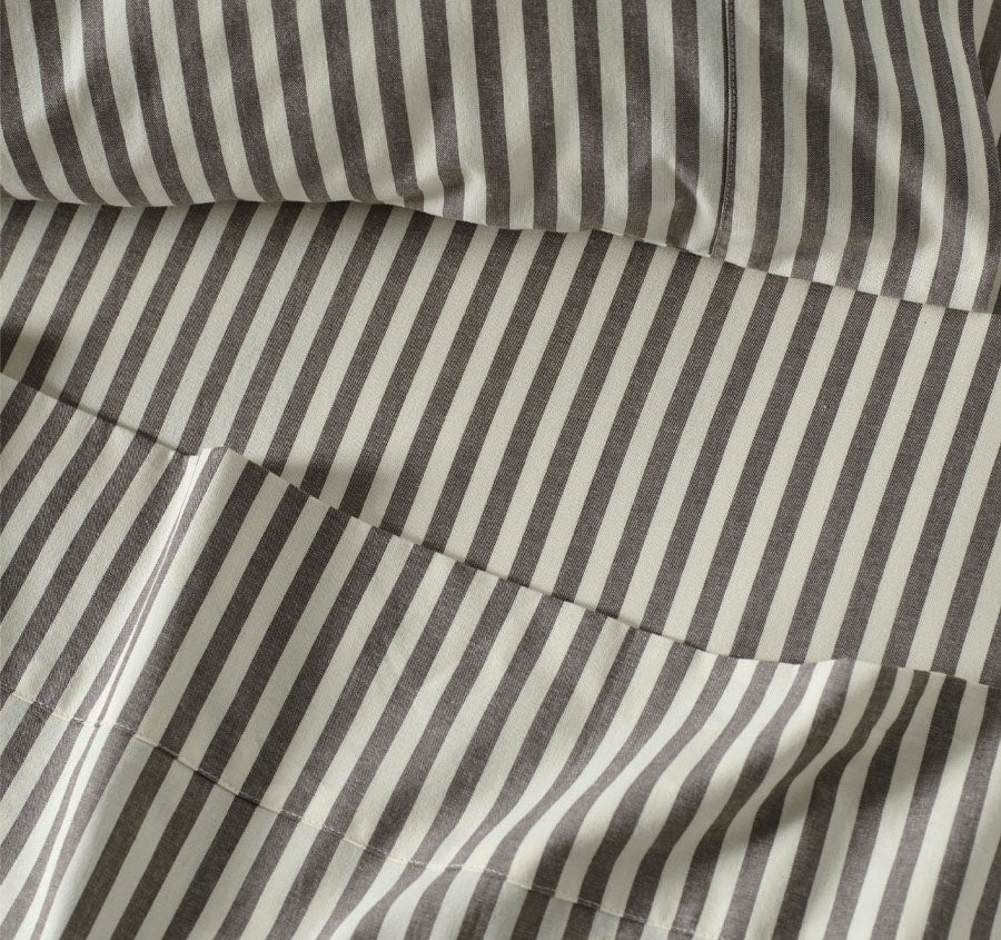Classic Stripe Sheet Set Range Charcoal