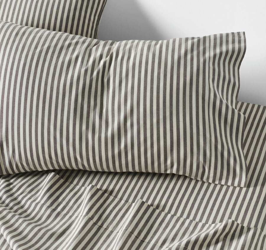 Classic Stripe Sheet Set Range Charcoal
