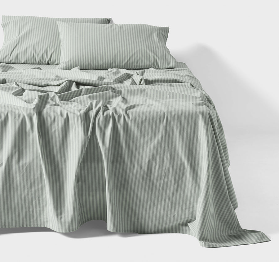 Classic Stripe Sheet Set Range Eucalyptus