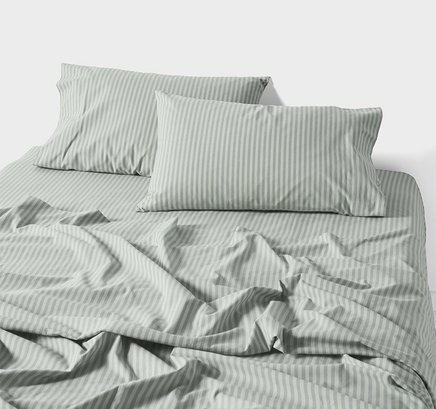 Classic Stripe Sheet Set Range Eucalyptus