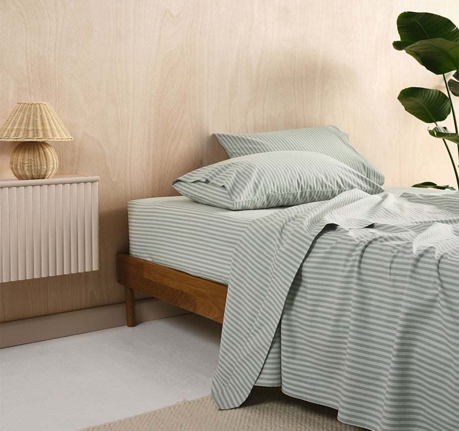 Classic Stripe Sheet Set Range Eucalyptus