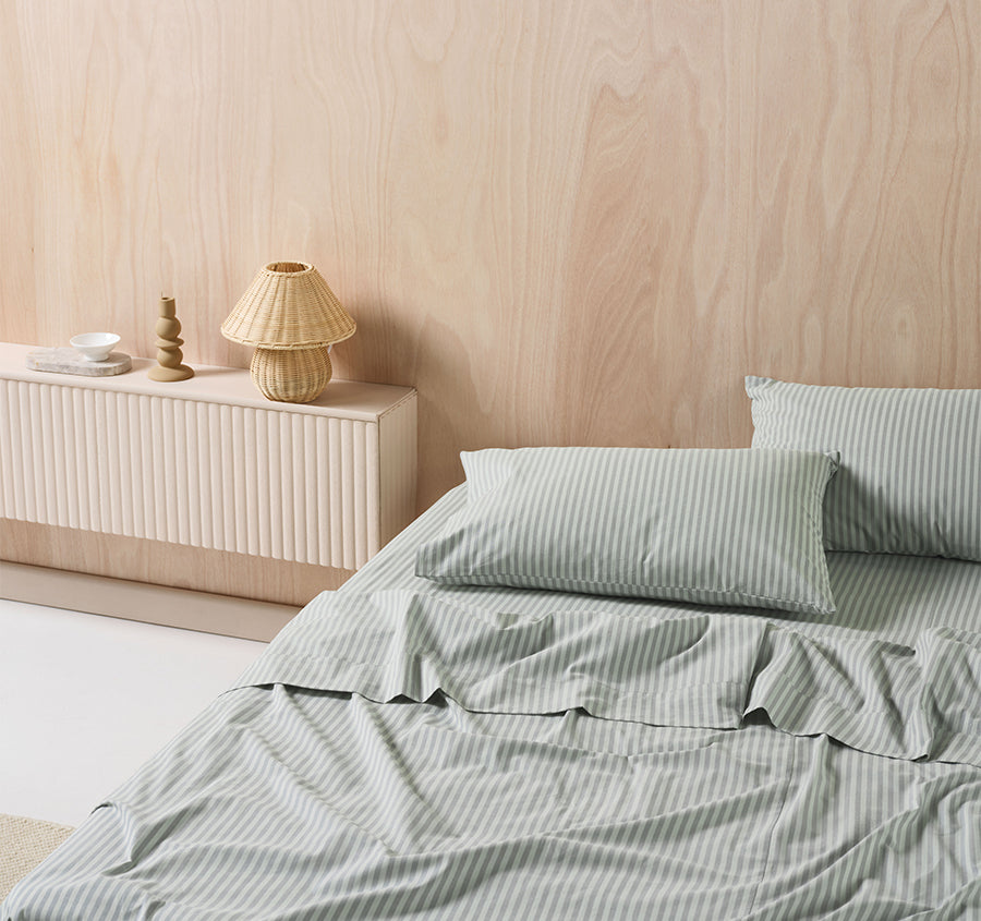 Classic Stripe Sheet Set Range Eucalyptus