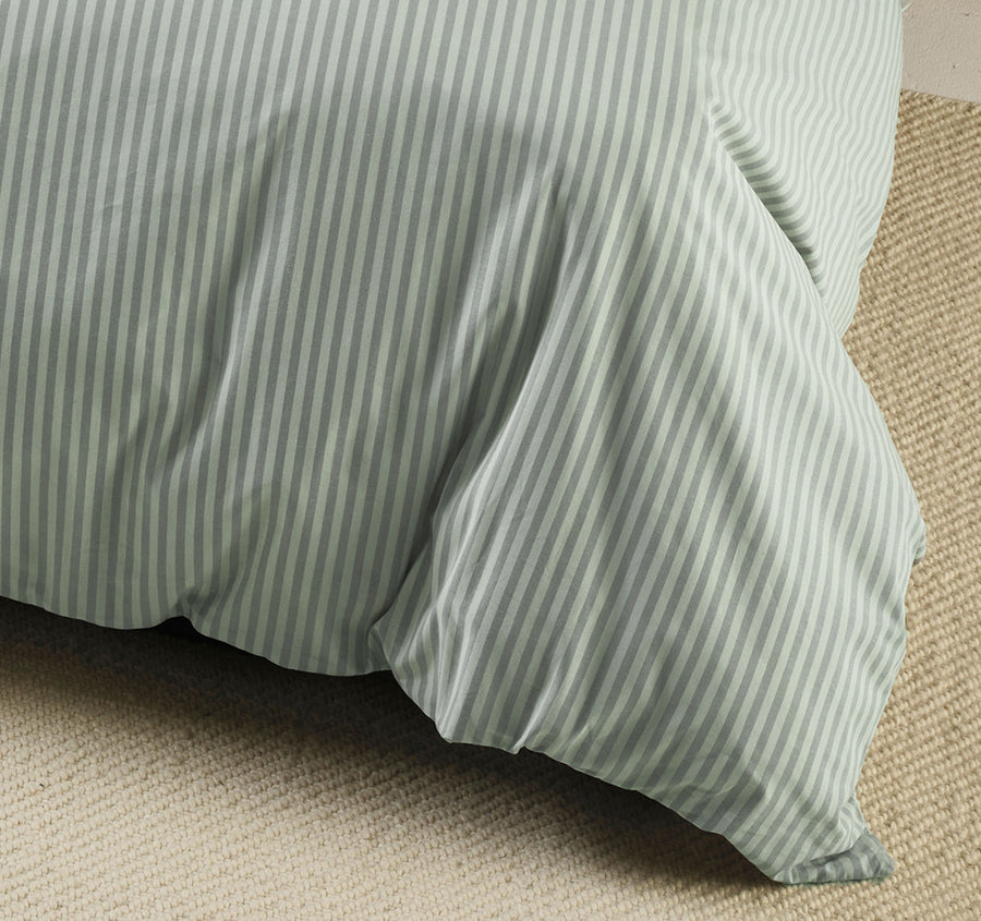 Classic Stripe Quilt Cover Set Range Eucalyptus