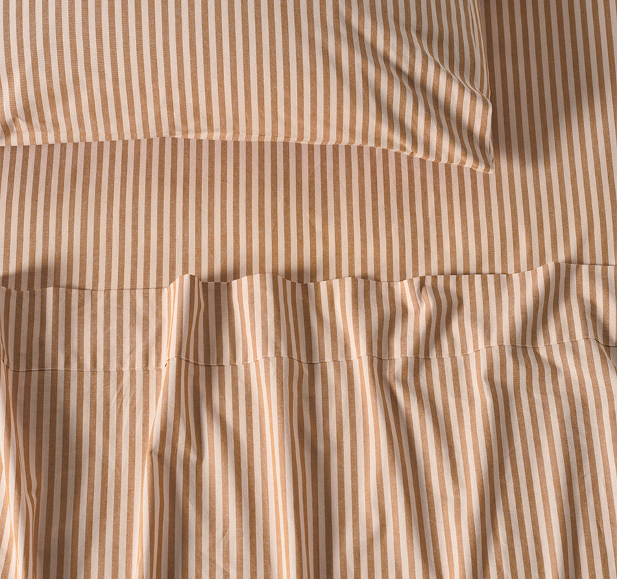 Classic Stripe Sheet Set Range Nutmeg