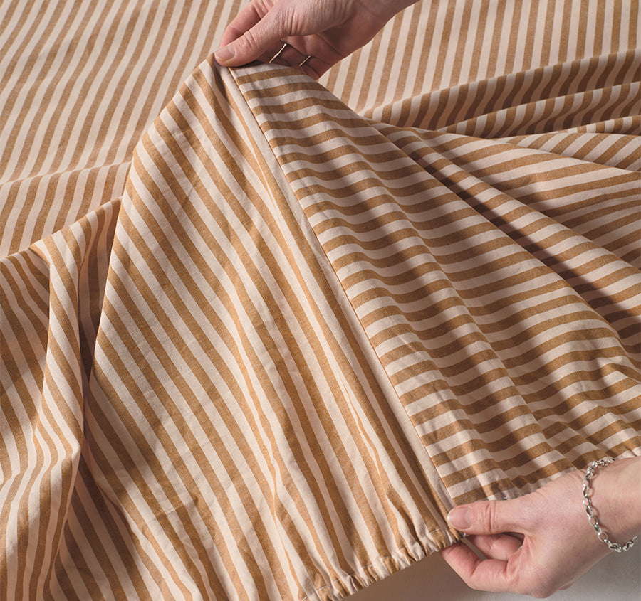 Classic Stripe Sheet Set Range Nutmeg