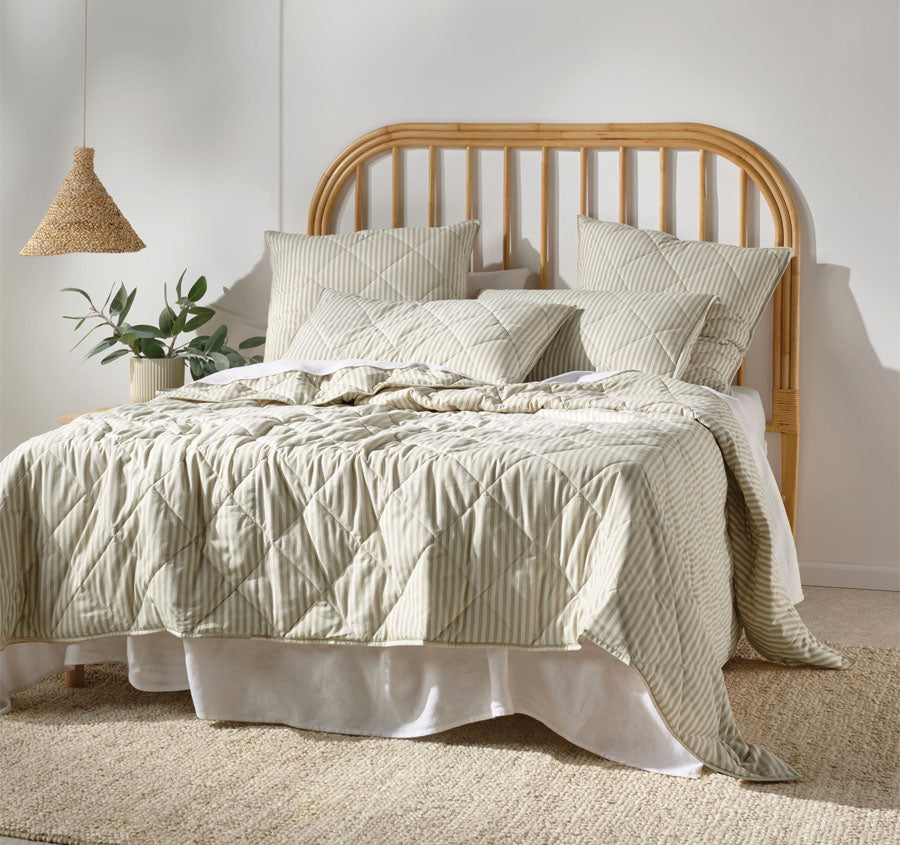 Classic Stripe Coverlet Pebble